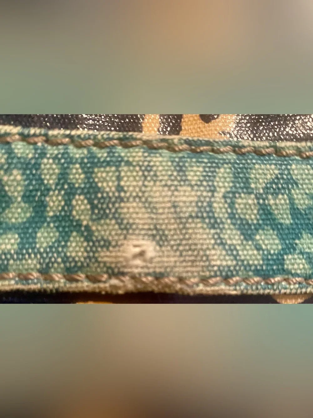 Fossil Vintage Key-Per Coated Canvas Messenger Bag Gold Skeletal Key Print